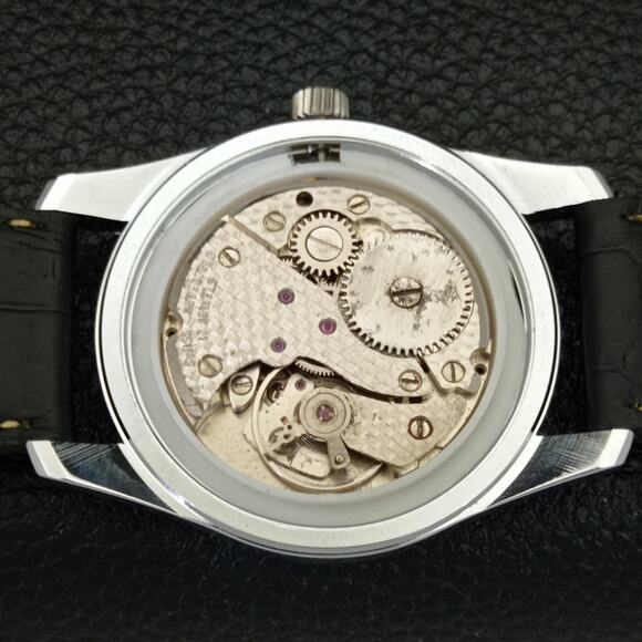 Vintage 1978 Fortis Manual Mens Silver Watch W/Leather Strap & White accents - Picture 9 of 9